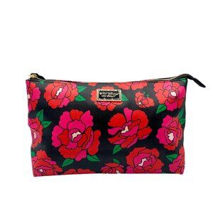 Betsey Johnson Black Floral Printed Large Zip Pouch
